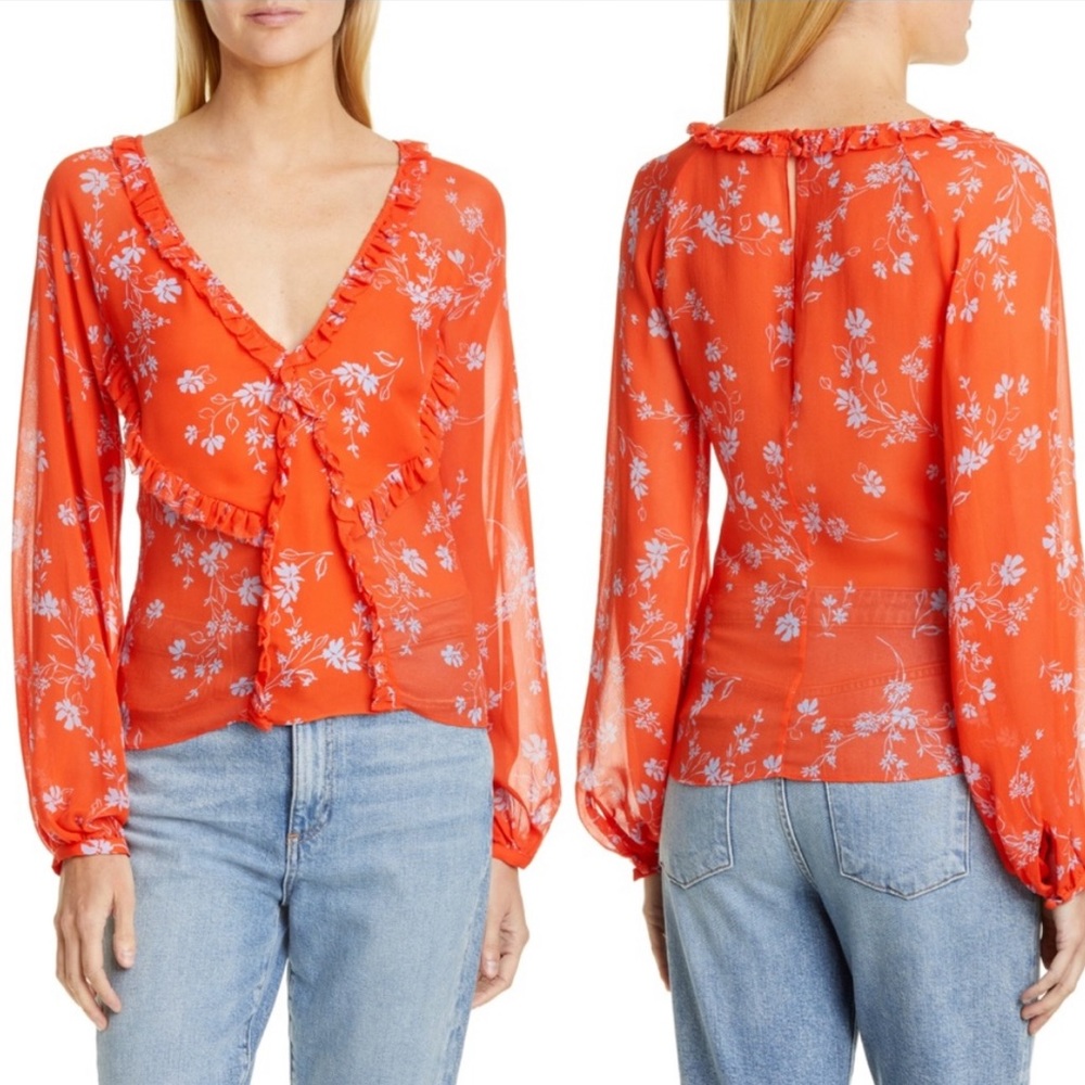 Nicholas Floral Long Sleeve Silk Blouse